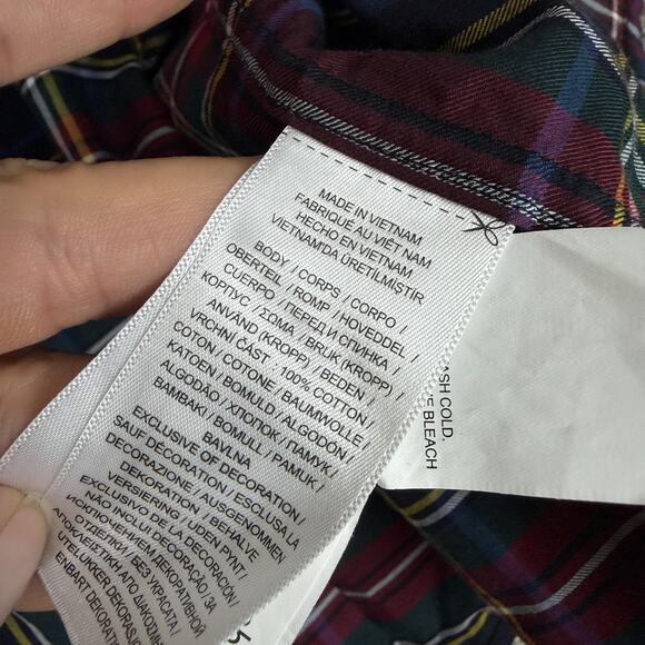 Polo Ralph Lauren Dress Girls 16 Navy Red Plaid Button Front Shirt Dress Cotton - Picture 5 of 12